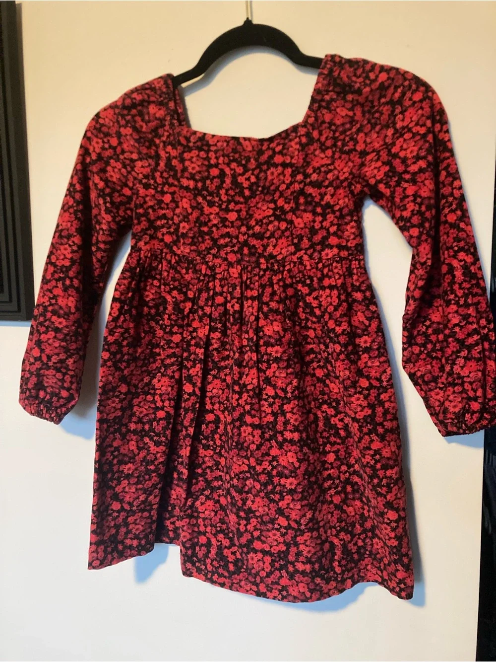 Gap kids Girls Long-Sleeve Red Floral velour Dress